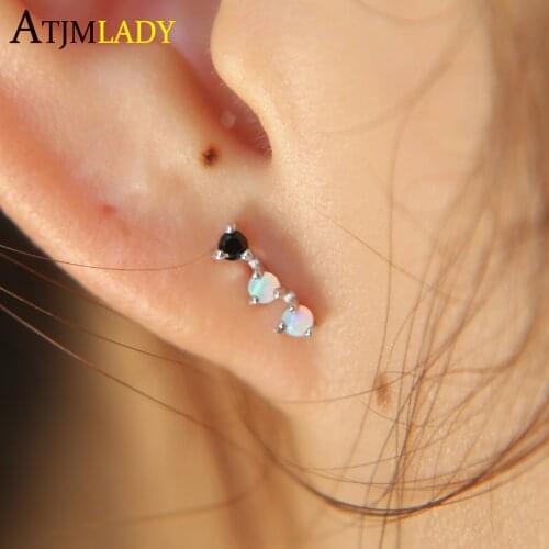 Hot Sale Earrings Brincos Earings Jewelry Factory High Quality Elegant Cute Dainty Opal Studs 100% 925 Sterling Cz Earring