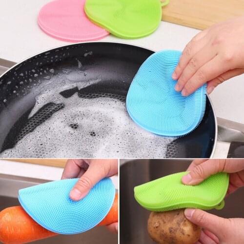 1Pc Silicone Cleaning Brushes Soft Silicone Scouring Pad Washing Sponge Dish Bowl Pot Cleaner Washing Tool Kitchen Accessories