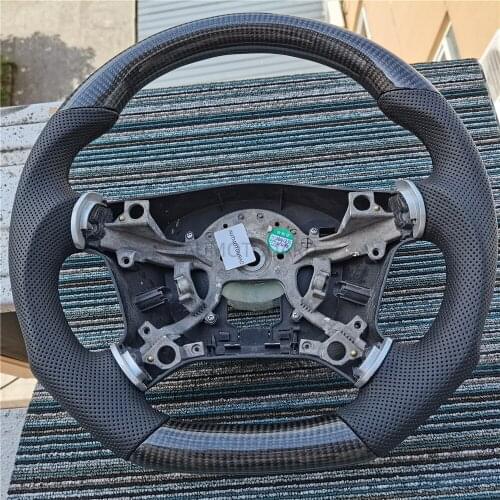 D-Shape Cuatomized Real Carbon Fiber Sports Steering Wheel Alcantara Leather compatible for Mitsubishi Pajero 2011