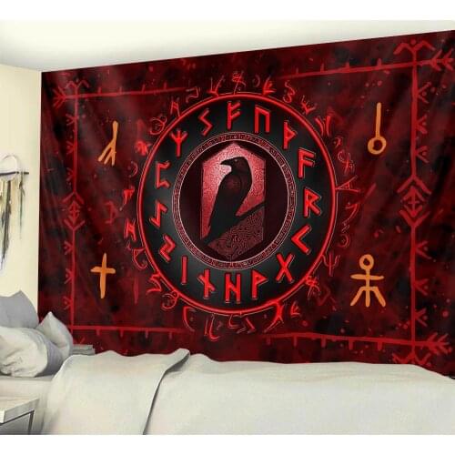 Mysterious symbol Viking tapestry home decor Bohemian decoration psychedelic scene yoga mat Hippie sheet sofa blanket