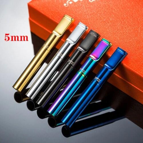 Slender Smoked cigarette holder filter circular cleaning metal pull rod thin smoking mouthpiece ladys gift 5mm cigarettes