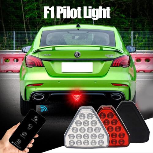 12V Universal Brake Lamp F1 Style Triangle Light Remote control LED Reverse Safety Strobe Lamp For Pickups RVs Motorcycles