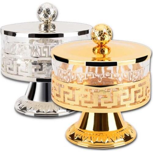 High Quality Plastic Storage Box Kitchen Candy Chocolate Organizer European Style Shiny Gold Finish Metal Home Decoration