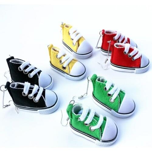 Funny Handmade Mini Color Shoes Earrings for Women Creative Simulation Canvas Shoe Dangle Earring Resin Girl Exaggerated Jewelry