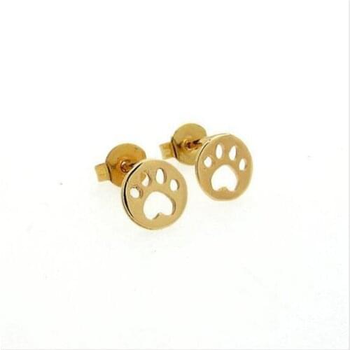 10Pairs Gold Silver Cute Tiny Bear Paw Stud Earrings Panda Palm Earrings Decoupage Round Canine Dog Paw Mark print Earring