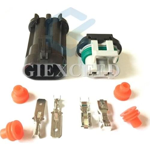 2 Sets 2 Pin 6.3mm Socket 15363990 15363993 15344054 Auto Fan Radiator Connector For BUICK Toyota Map Sensor Connector