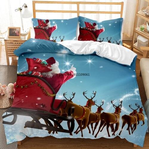 Gift for Kid 3 Pieces Christmas Duvet Cover Set Single Double King 3D Printed Merry Christmas Bedding Comforter Bedding Sets