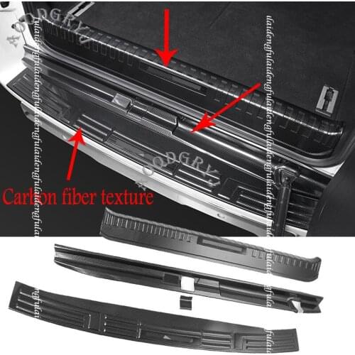 3pcs Rear Trunk Protector Bumper Plate Guard Carbon fiber steel For Toyota Land Cruiser Prado FJ150 7-seats 2010-2020