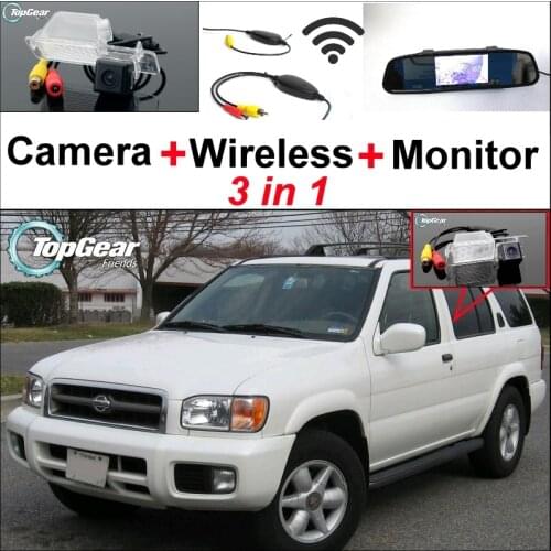 3 in1 Special Rear View Camera + Wireless Receiver + Mirror Monitor Back Up Parking System For Nissan Pathfinder R50 1995~2004
