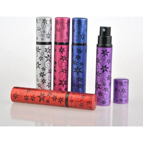 8ML Mini Portable Flower Printing Aluminum Refillable Perfume Spray Bottle With Atomizer & Empty Parfum Container LX1291
