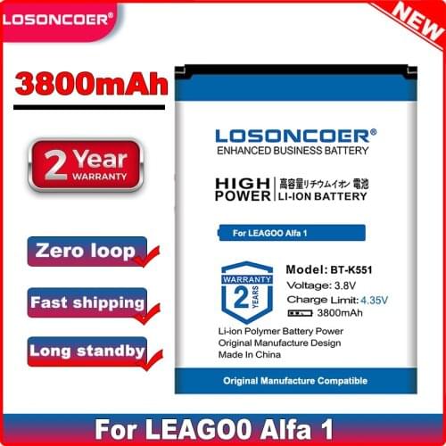 Good Quality Battery 3800mAh BT-K551 Replacement Battery For LEAGOO Alfa 1 BTK551 BT K551 / KZEN REX R2 Mobile Phone Batteries