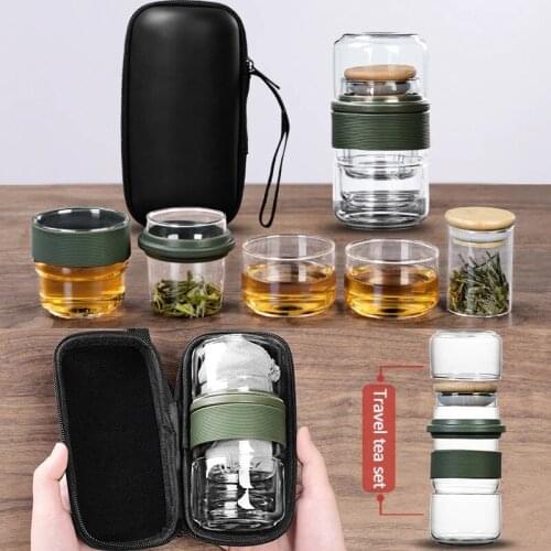 Water bottle Travel Bag Chinese Tea set gaiwan teapot teacups Glass fair mug tea sets ceramic fot gift puer Drinkware