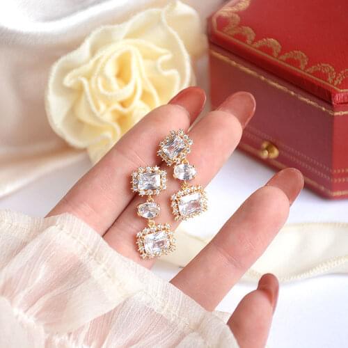 Zircon Simple Square Light Luxury Exquisite Long Shiny Long Gift Necklace For Ladies Simple Square Light Luxury Exquisite