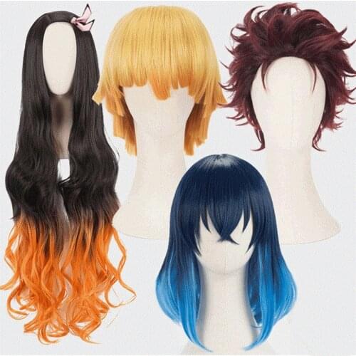 Demon Slayer Kimetsu no Yaiba Cosplay Wigs Kamado Tanjirou Nezuko Wigs Hashibira Inosuke Agatsuma Zenitsu Wigs
