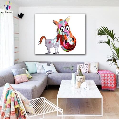 DIY colorings pictures by numbers with colors Painted cartoon animal horse picture drawing painting by numbers framed Home