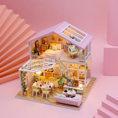 DIY Dollhouse 3D Wooden Miniature Handmade Furnitures Doll House Model Building Toys Dollhouse For Children Birthday Gifts M2001