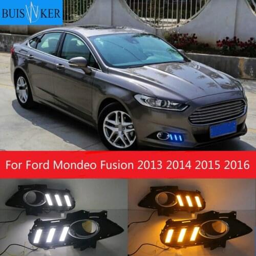 For Ford Mondeo Fusion 2013 2014 2015 2016 Yellow Turning Signal Relay Waterproof Car DRL Lamp LED Daytime Running Light