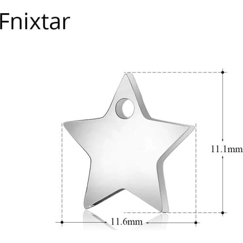 Fnixtar 50pcs/lot Star Charms Never Fade Stainless Steel Mini Metal Charm Pendant 11.1*11.6mm Metal Charms Wholesale DIY Jewelry