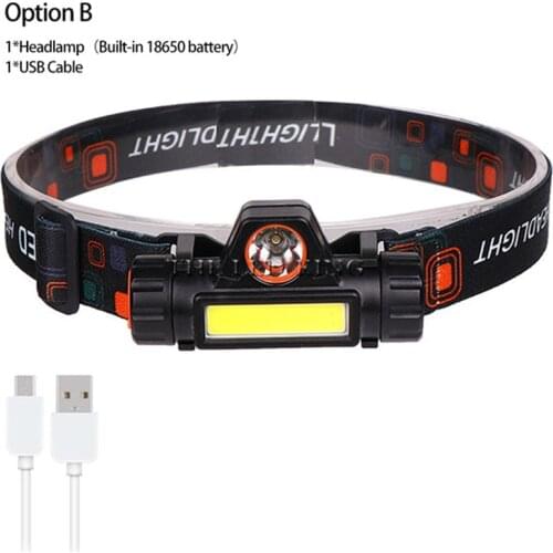 6000LM USB Rechargeable LED headlamp Waterproof COB work light with magnet headlight built-in battery For camping, adventure