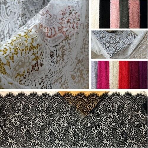 French White Black Eyelash Lace Fabric Diy Embroidery Lace Trim For Wedding Dress Sew On Clothing Accessories 3Meter