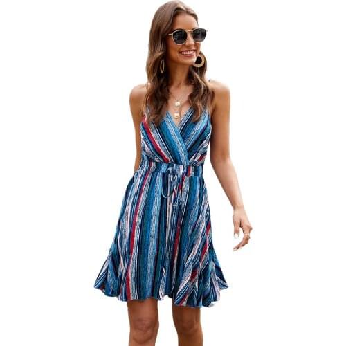 2020 Summer Sexy V-neck Strap Floral Printed Dress