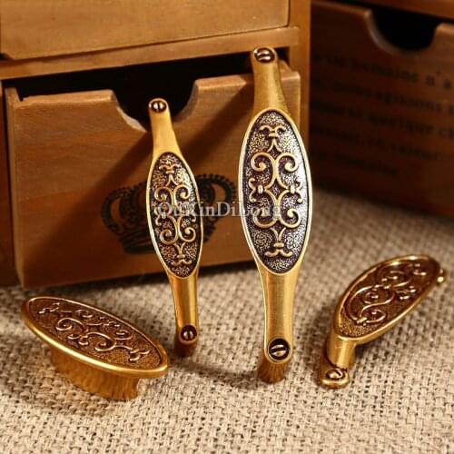 Hot 10PCS Furniture Handles European American Antique Drawer Wardrobe Cupboard Closet Cabinet Kitchen Pulls Handles & Knobs