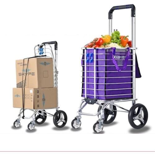 New Trolley cart on Wheels Woman shopping cart Foldable shopping basket elderly Climb Stairs Trailer Portable cart shopping bags