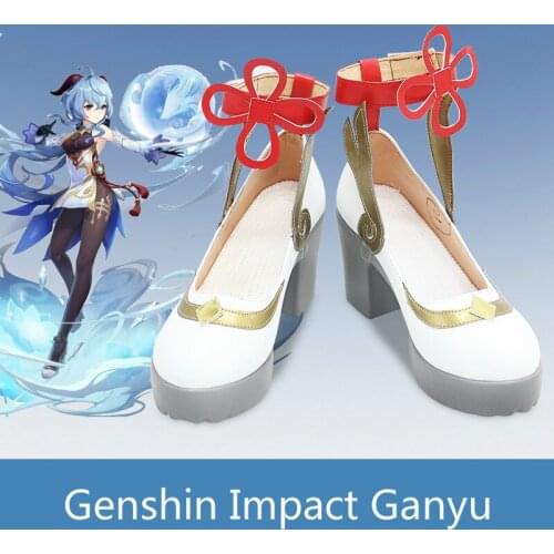 Genshin Impact Ganyu Cosplay High Heel Shoes Sandal Halloween Carnival Cosplay Costume Accessories
