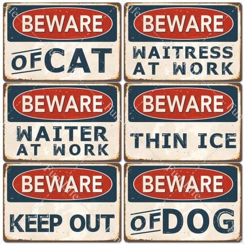 Beware of Dog Metal Poster Warning Danger Vintage Metal Tin Sign Plate Retro Wall Plaque Posters Painting