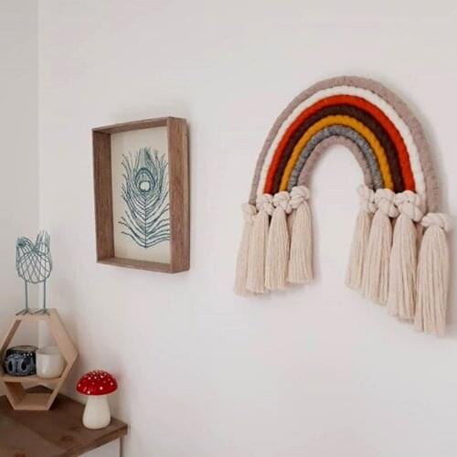 Home Decoration Accessories Rainbow Handmade Weaving Ornament Nordic Fresh Simple Kid Room Wall Decoration Hanging