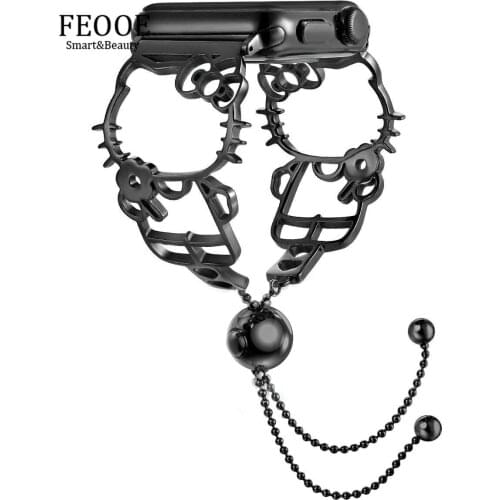 Suitable for Apple Iwatch12 / 3 / 45 Stainless Steel Strap New Rose Gold Tassel KT Cat Bracelet Steel Band LXY