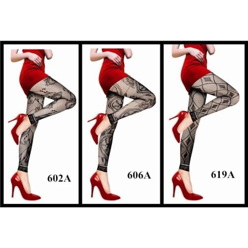 Hot Summer Fashion Women Sexy Black Fishnet Pattern Jacquard Leg Stockings Pantyhose Tights For Lady 3 Style cropped pants