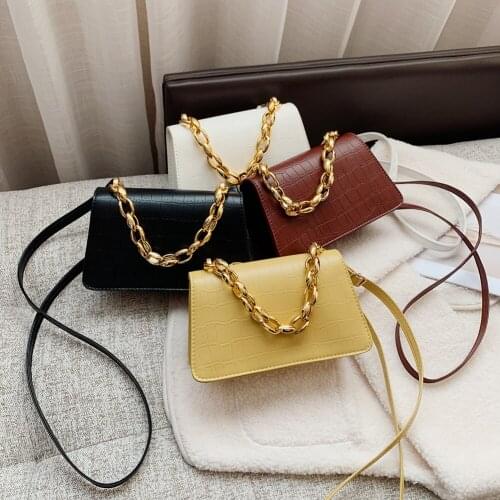 Casual Alligator Pattern Shoulder Crossbody Purse Fashion Solid Color Womens Messenger Bag Portable PU Leather Chain Handbags