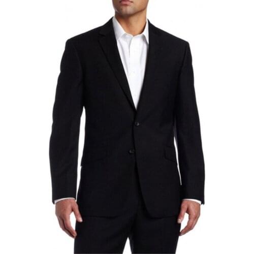 TPSAADE Simple Black Business Suit Formal Men Suits Two Pieces Notched Lapel Custom Made Groom Wedding Tuxedos (Jacket+Pants)