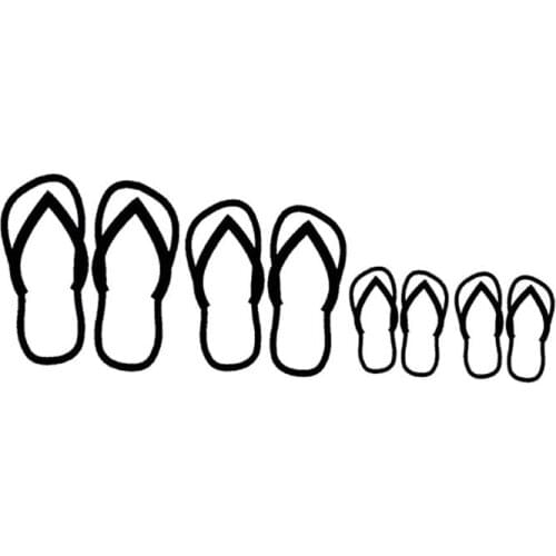 16*5.9CM Flip Flop Family Beach Car Sticker Decal Waterproof Motorcycle Stickers Car Styling Black/Silver C2-0326