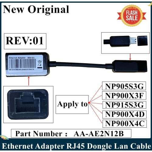 LSC New Original For Samsung NP905S3G NP900X3F NP915S3G NP900X4D NP900X4C AA-AE2N12B Ethernet Adapter RJ45 Dongle Lan Cable