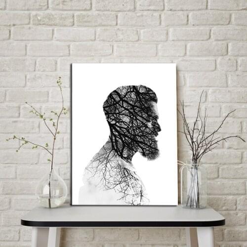 Modern Decorative Pictures Poster Print Wall Art Tree Cucoloris Portrait Canvas Art Poster Black White Nordic Decoration Wall