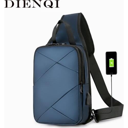 DIENQI New Mens Bag for Phone USB Charging Man Anti Theft Shoulder Messenger Chest Pocket Male Summer Short Trip Crossbody Bags