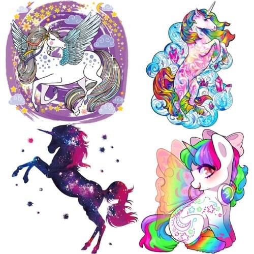 Unicorn Fabric Patches Iron-on Transfers for Clothing Thermoadhesive Patch on Clothes Diy Thermal Stickers Applique for Dress