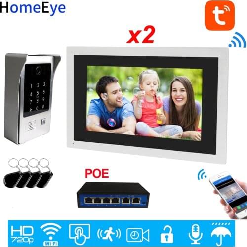 TuyaSmart APP/Password/IC Card Remote Unlock 960P WiFi Video Door Phone IP Video Intercom Touch Screen 1-2 Access Control System