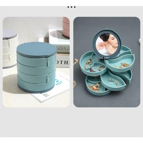 Rotating Multilayer Jewelry Box Earring Storage Box Handmade Earrings Earrings Necklace Jewelry Stand Dustproof Box Exquisite