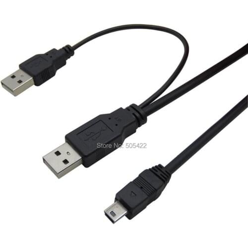 USB 2.0 A Male to mini B 5pin Male to Male Data Power Y-Cable for HDD Hard Drive
