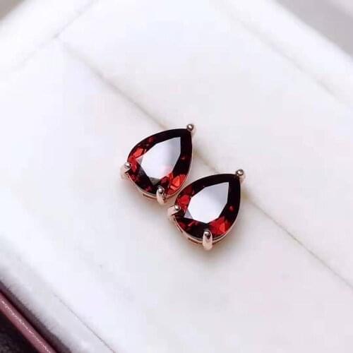 Natural Water Drop Garnet Gemstone S925 Sterling Silver Earrings Fine Fashion Charming Jewelry For Women Free Shipping