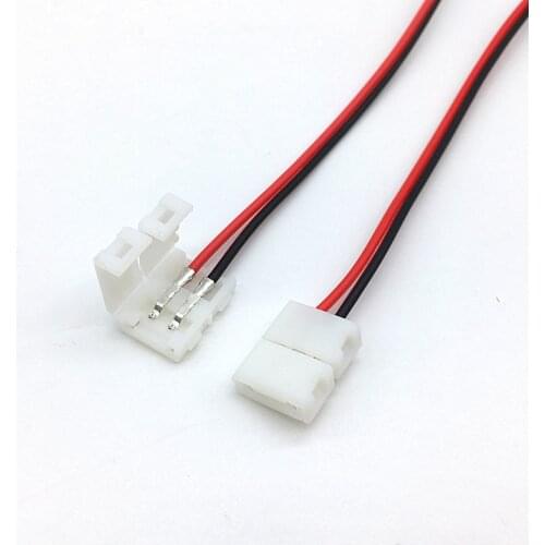 10Pcs/lot Led Strip Connectors 2 Pin 8 mm 10 mm No Soldering Power Wire Connector 2 Pin For 2835/5050 Led Strip Wire PCB Ribbon