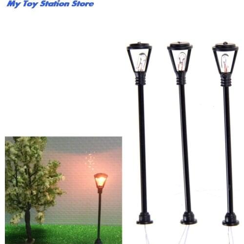 10pcs Model Garden Lamps Miniatures Scale 1:100 Black Model Layout Single Head Lights Lamppost Landscape Light Model Decoration