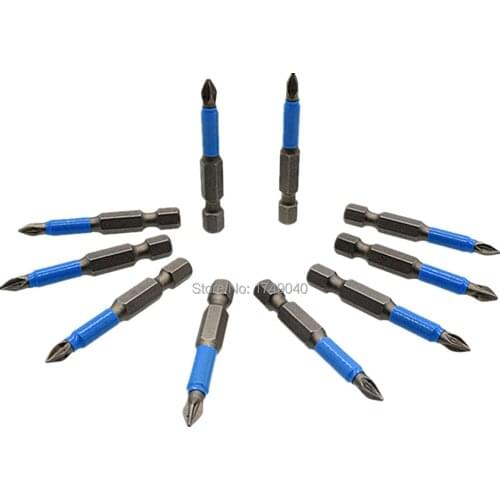 10 Piece PZ1 Magnetic Screwdriver Bit Set Impact Driver Pozidriv 1/4" 6.35mm Hex Shank Non-slip Screwdriver Pozi Bit 50mm Long