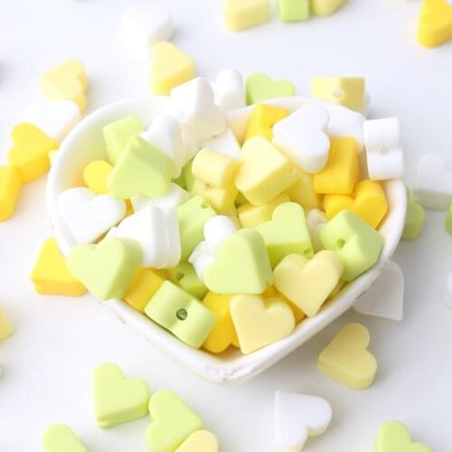 Bite Bites 10pcs Little Heart Silicone Beads Colorful High Quality DIY Crafts Baby Accessories Food Grade Materials Teether