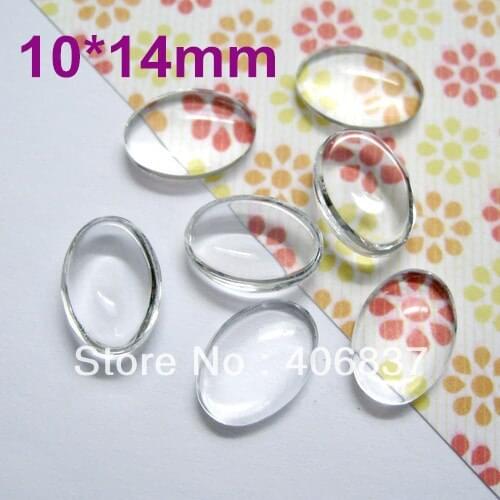 100pcs/lot, Good Quality 10X14mm Dome Oval Transparent Clear Magnifying Glass Cabochon