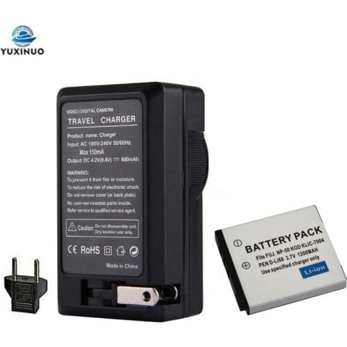 1200mAh NP-50 FNP50 NP50 KLIC-7004 D-Li68 Battery + Charger for Fujifilm X10 XF1 F50 F75 EXR F505 Pentax D-Li68 KODAK KLIC-7004