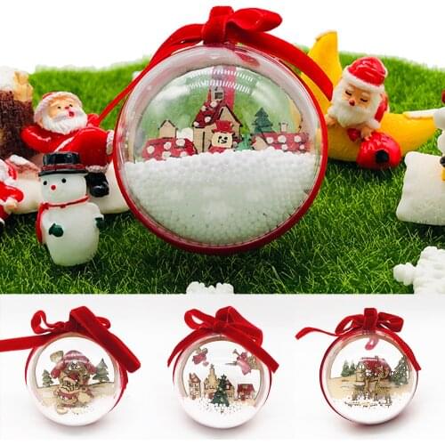 2PCS Christmas Balls Ornaments For Home Clear Plastic Christmas 6cm Decorations For Tree Christmas Ball Transparent Party Decor